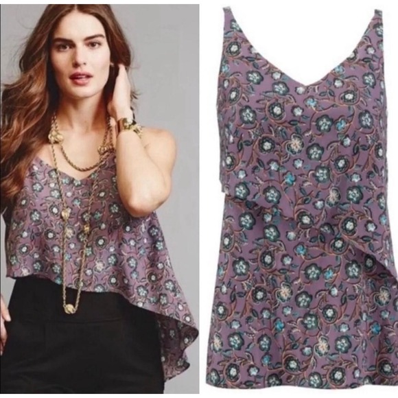 CAbi Tops - Cabi Floral Print Tank Top Layered Sleeveless Casual Blouse Purple L